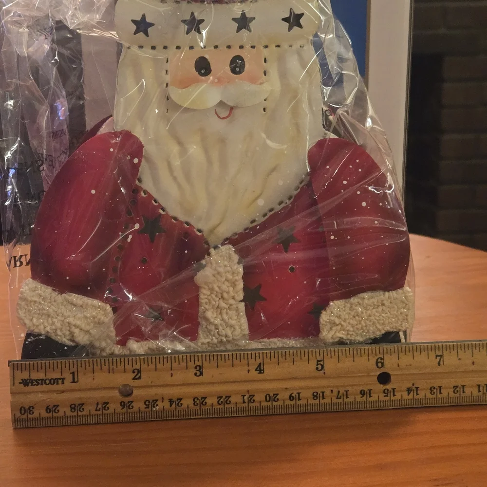 New Vintage‎ Metal Lantern Candle Holder Luminary Santa Claus Christmas 8 1/2
